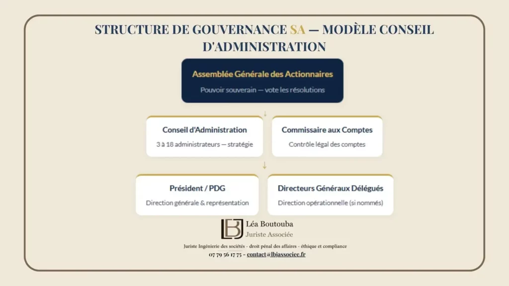 Organigramme type d'une SA à Aix-en-Provence (modèle CA)